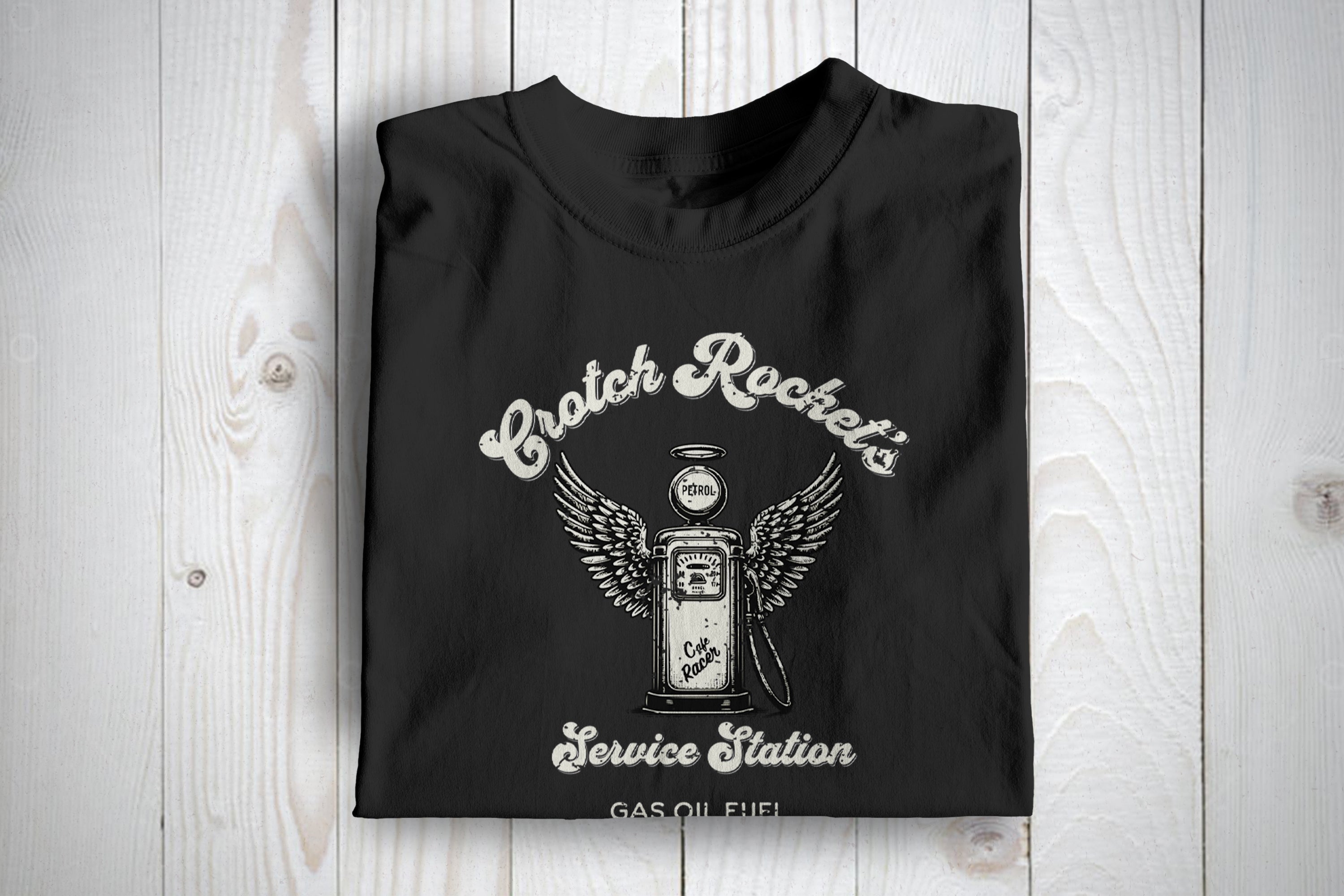 Crotch Rockets Service Station  Cafe Racer Vintage T Shirt