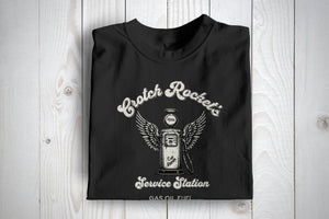 Crotch Rockets Service Station  Cafe Racer Vintage T Shirt