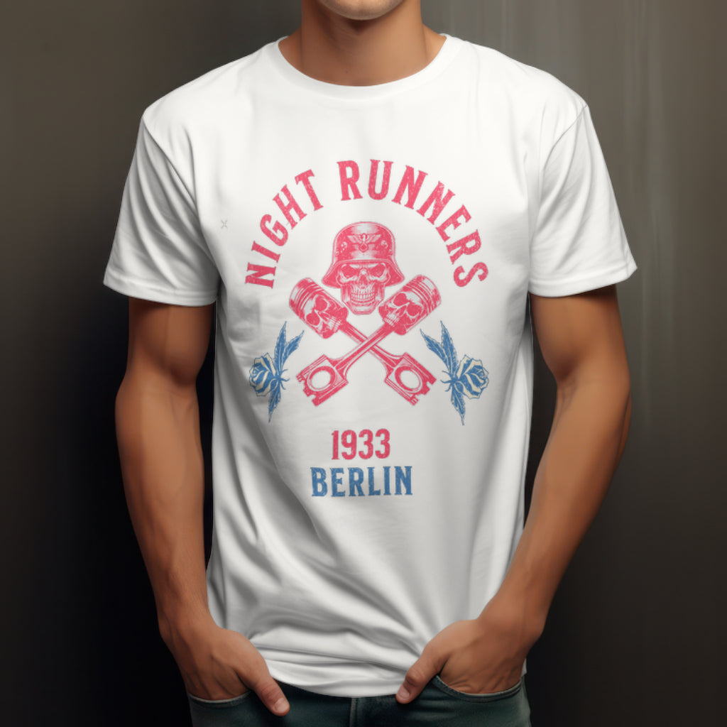 Night Runners Berlin Motorcycle Club  Cafe Racer Vintage T Shirt