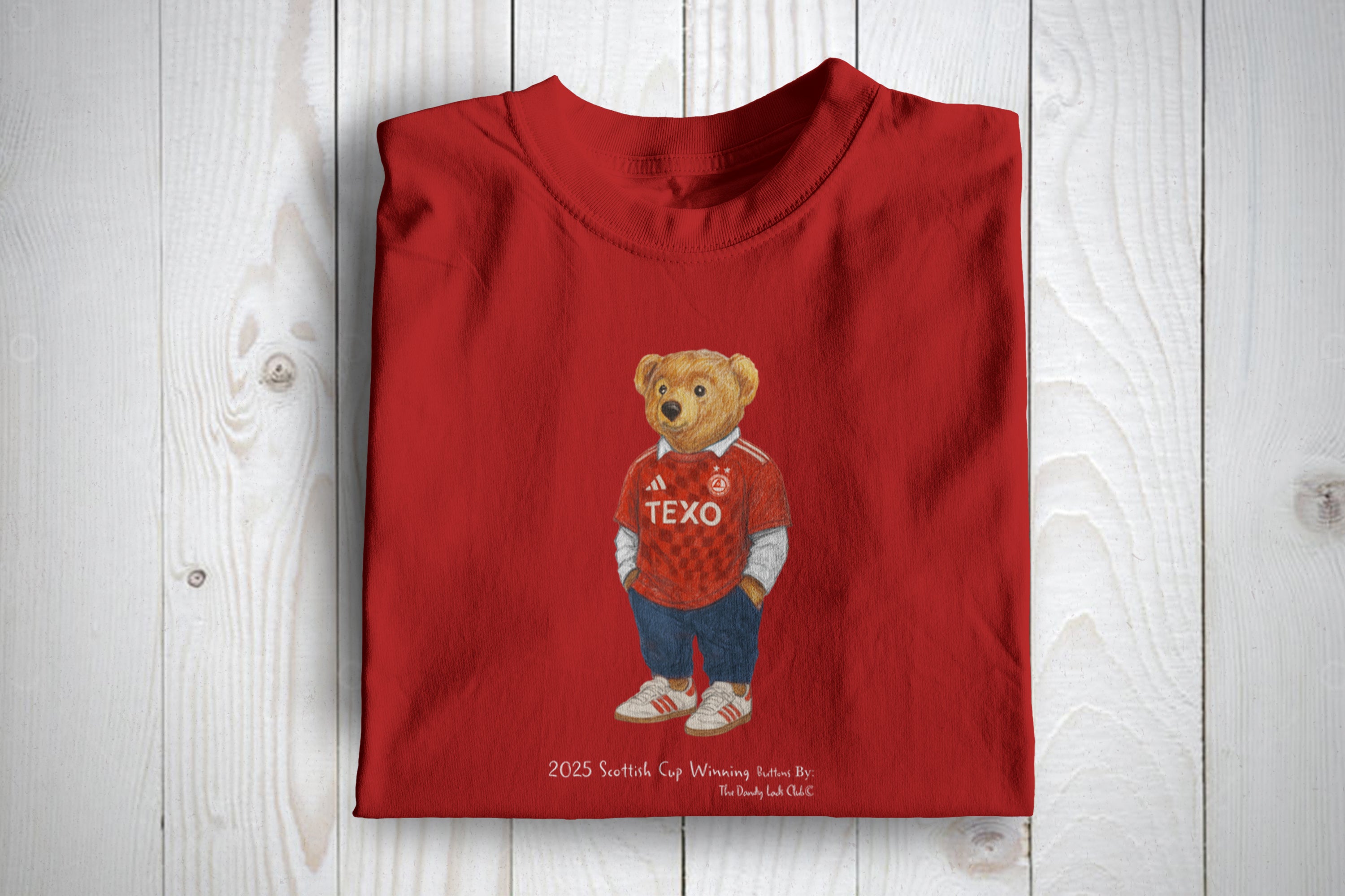 Aberdeen Cup Winning Buttons Bear Football Awaydays T Shirt