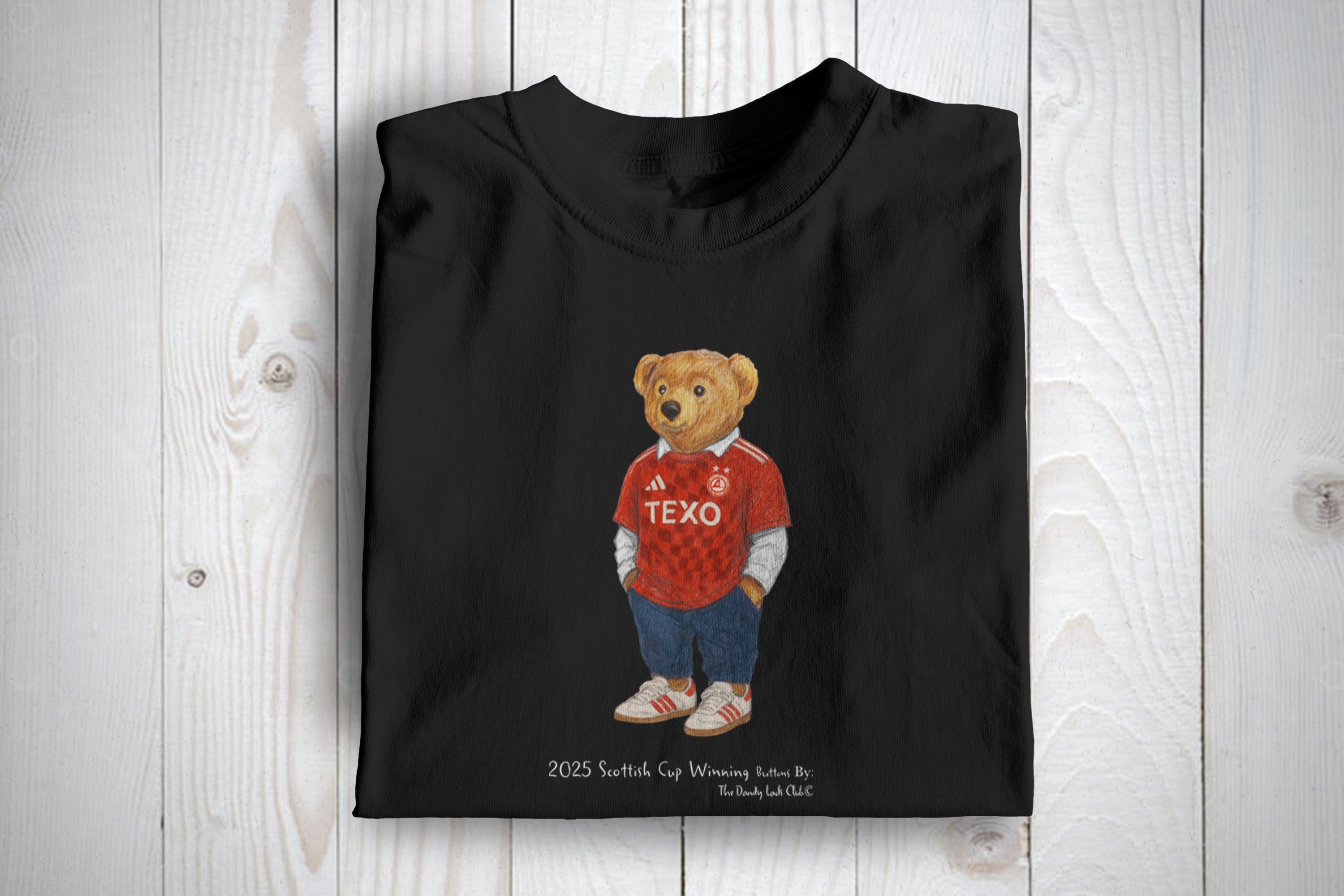 Aberdeen Cup Winning Buttons Bear Football Awaydays T Shirt