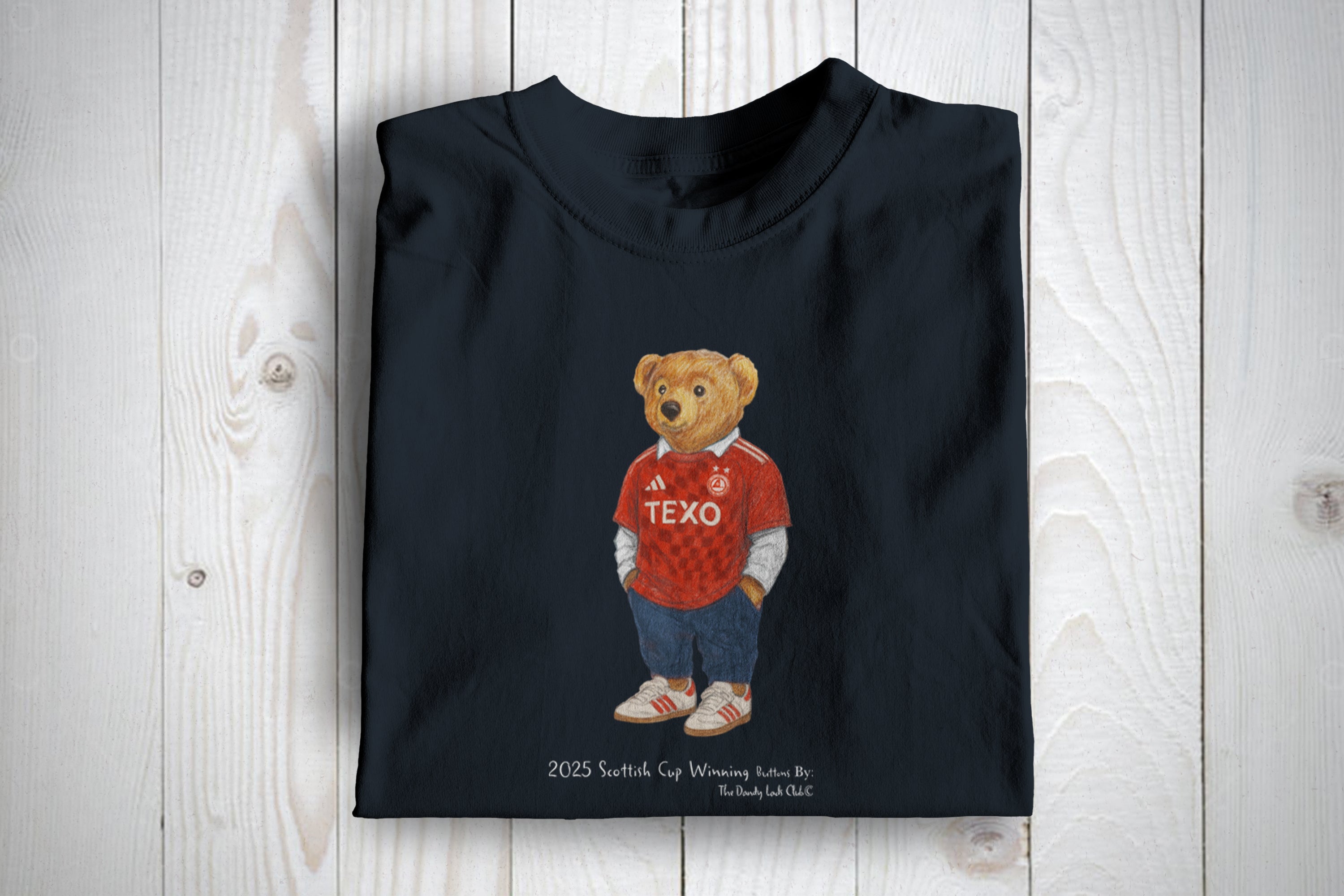 Aberdeen Cup Winning Buttons Bear Football Awaydays T Shirt