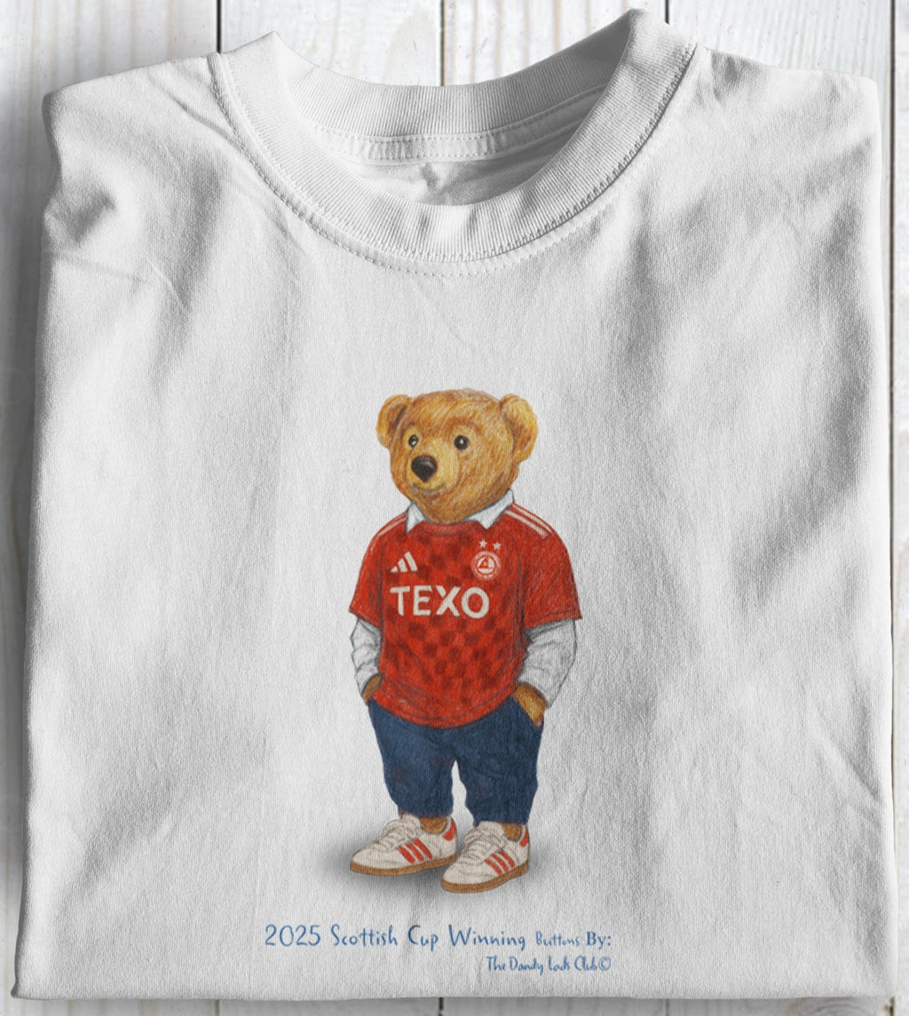 Aberdeen Cup Winning Buttons Bear Football Awaydays T Shirt