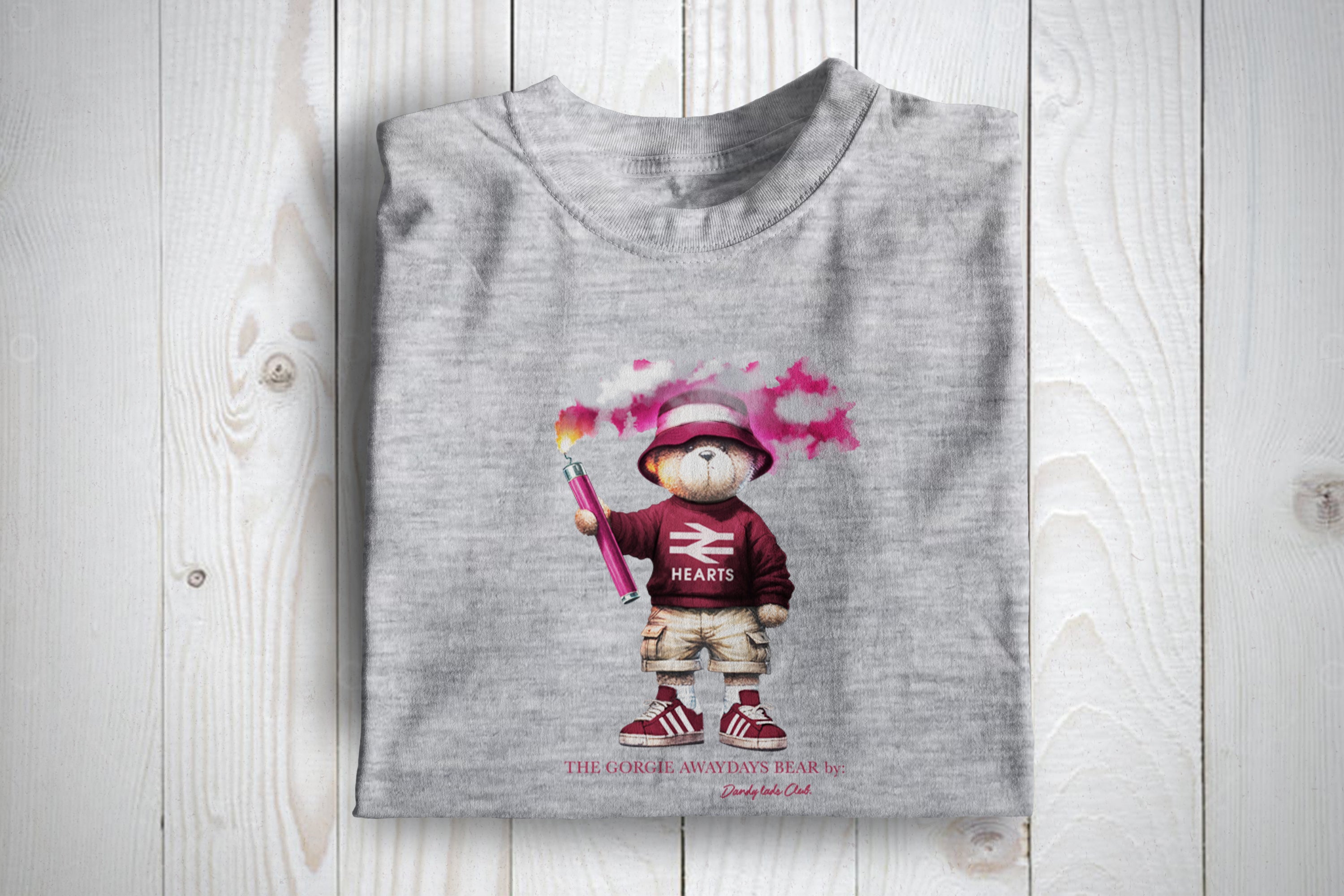 Hearts Inspired Awaydays Flare Bear Football Casuals Awayday T Shirt