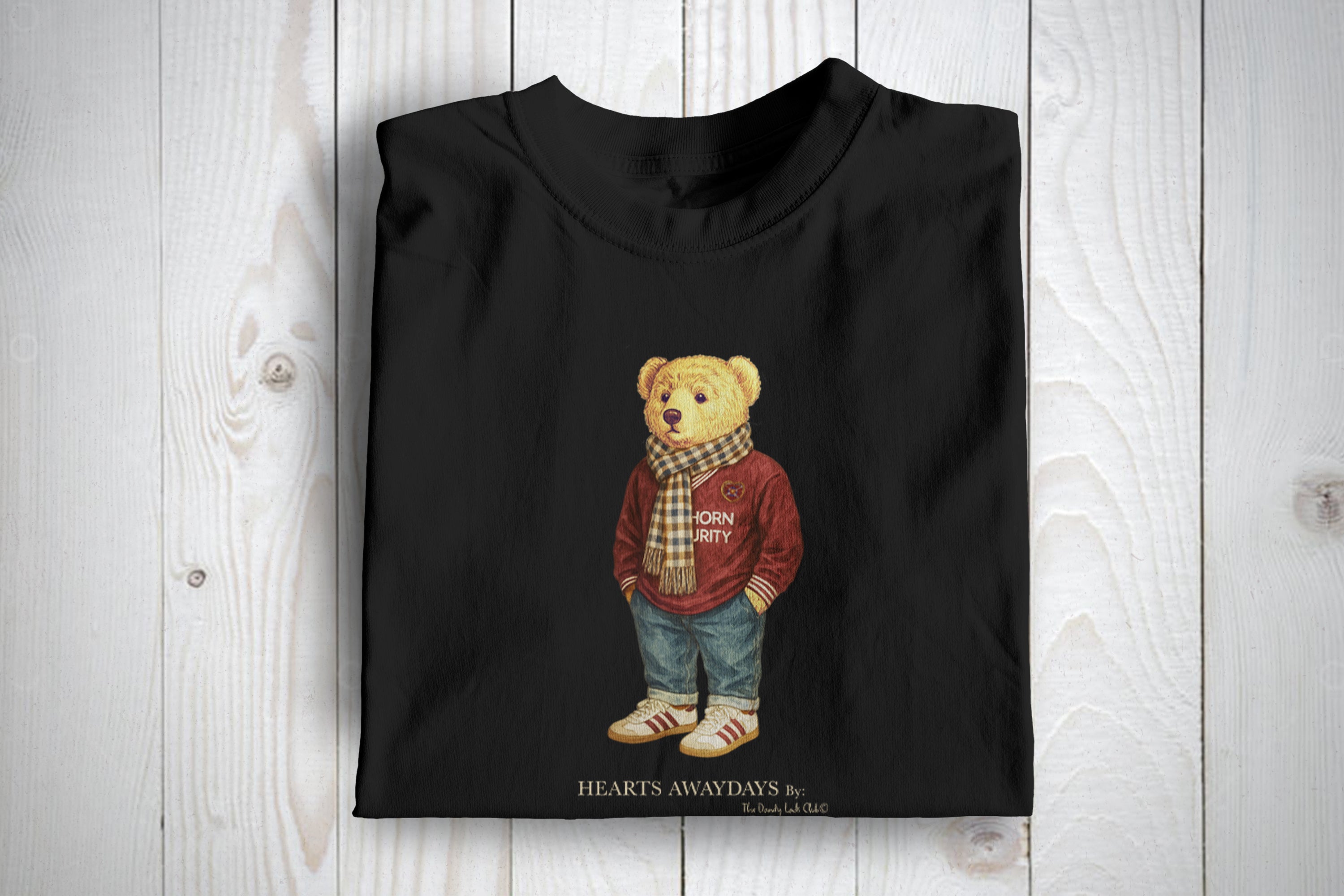 Hearts Inspired Awaydays Bear Football Casuals T Shirt