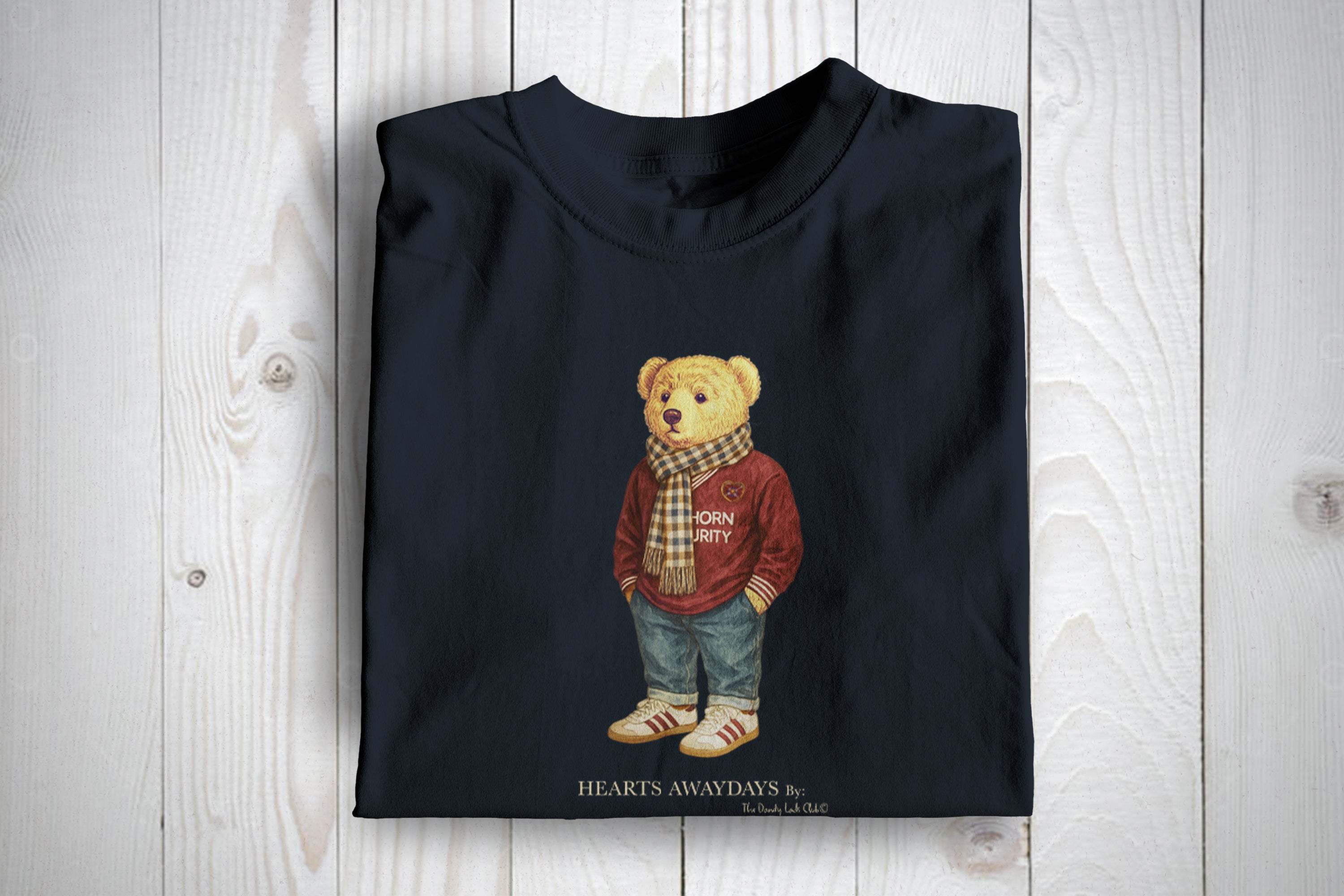 Hearts Inspired Awaydays Bear Football Casuals T Shirt