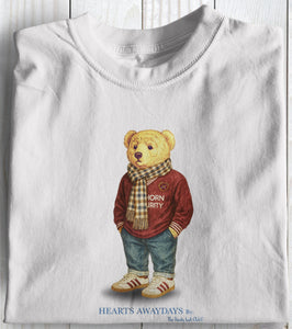 Hearts Inspired Awaydays Bear Football Casuals T Shirt