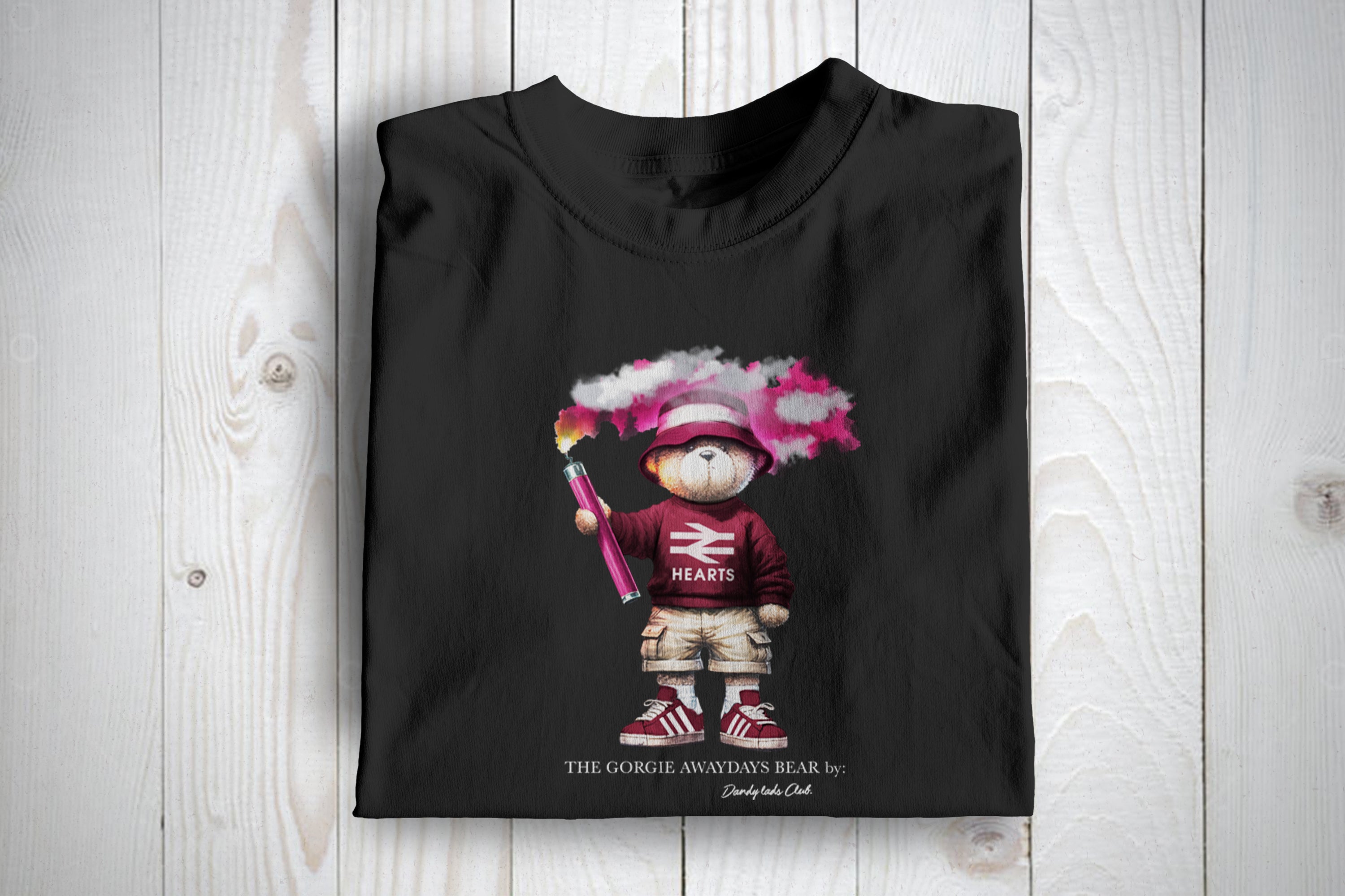 Hearts Inspired Awaydays Flare Bear Football Casuals Awayday T Shirt
