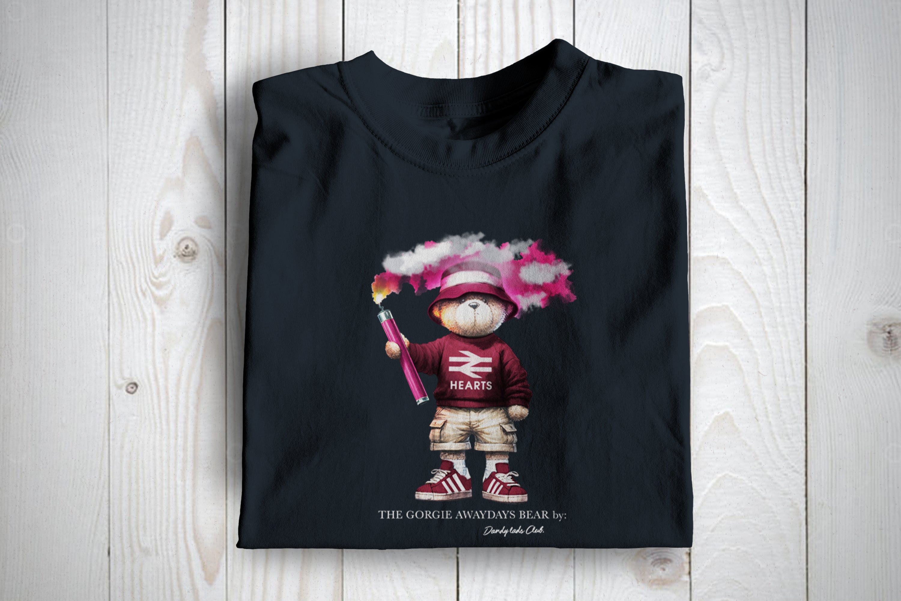 Hearts Inspired Awaydays Flare Bear Football Casuals Awayday T Shirt