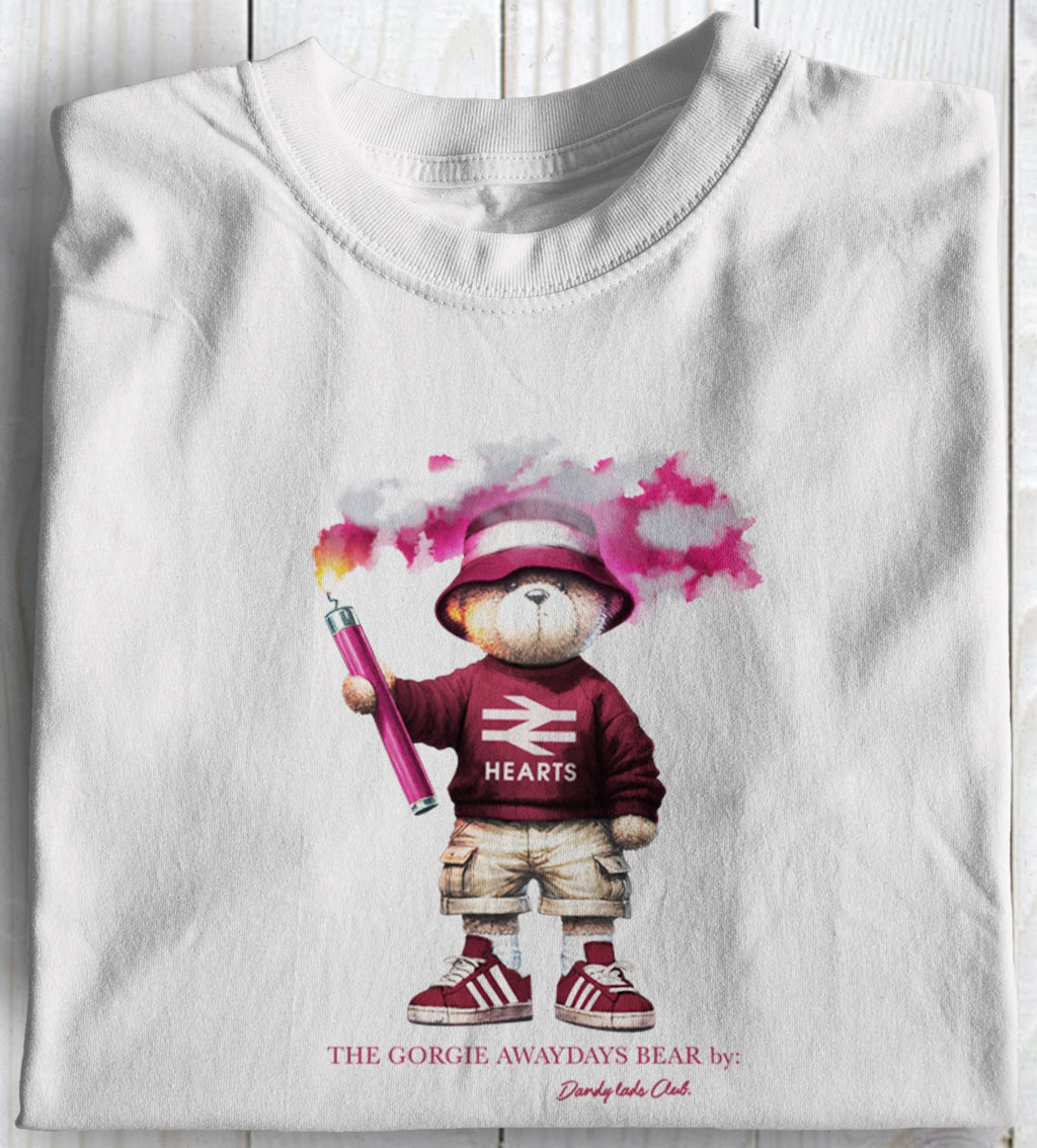 Hearts Inspired Awaydays Flare Bear Football Casuals Awayday T Shirt