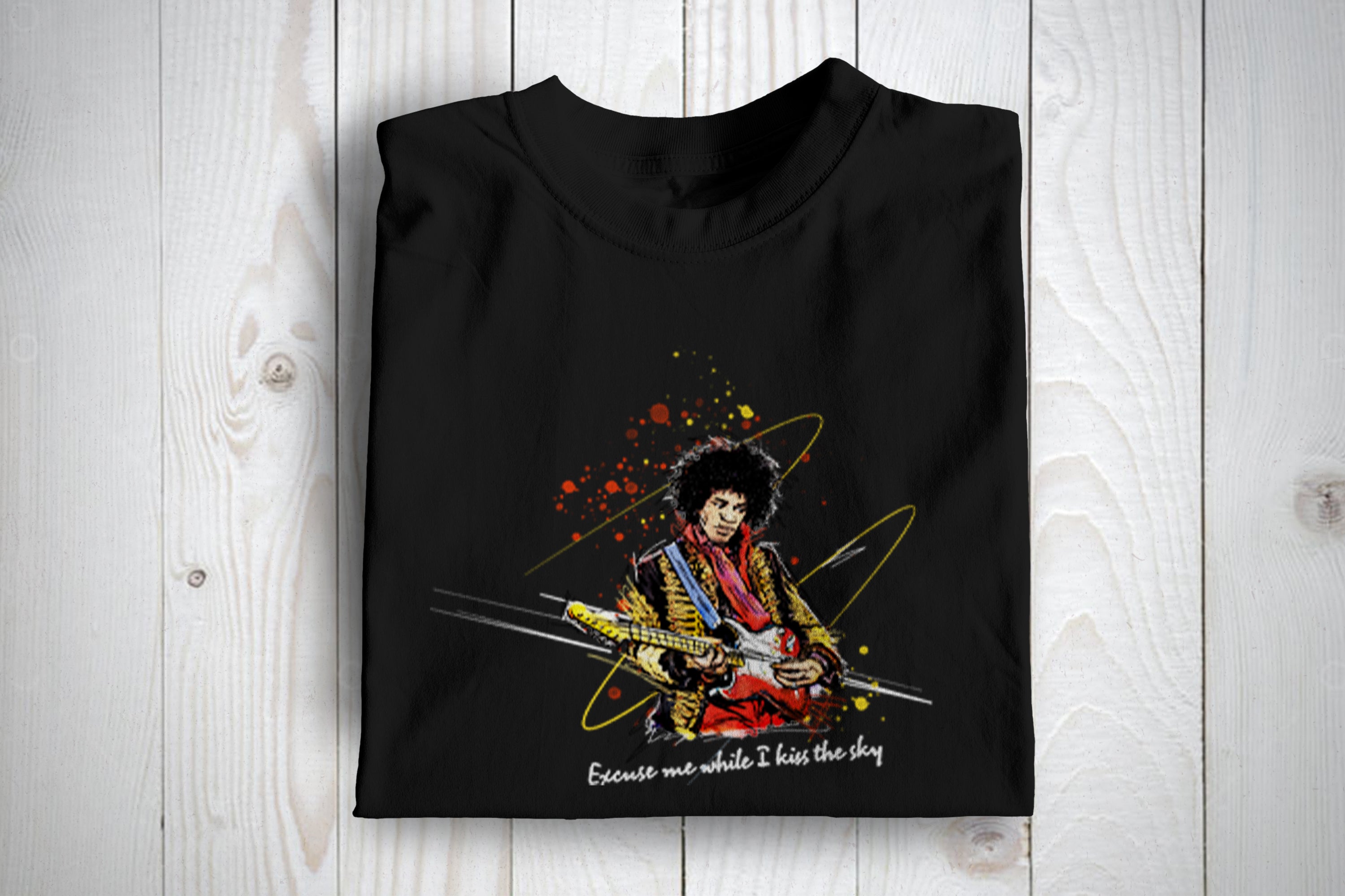 Excuse Me While I Kiss The Sky Jimi Hendrix Themed T shirt – THE 