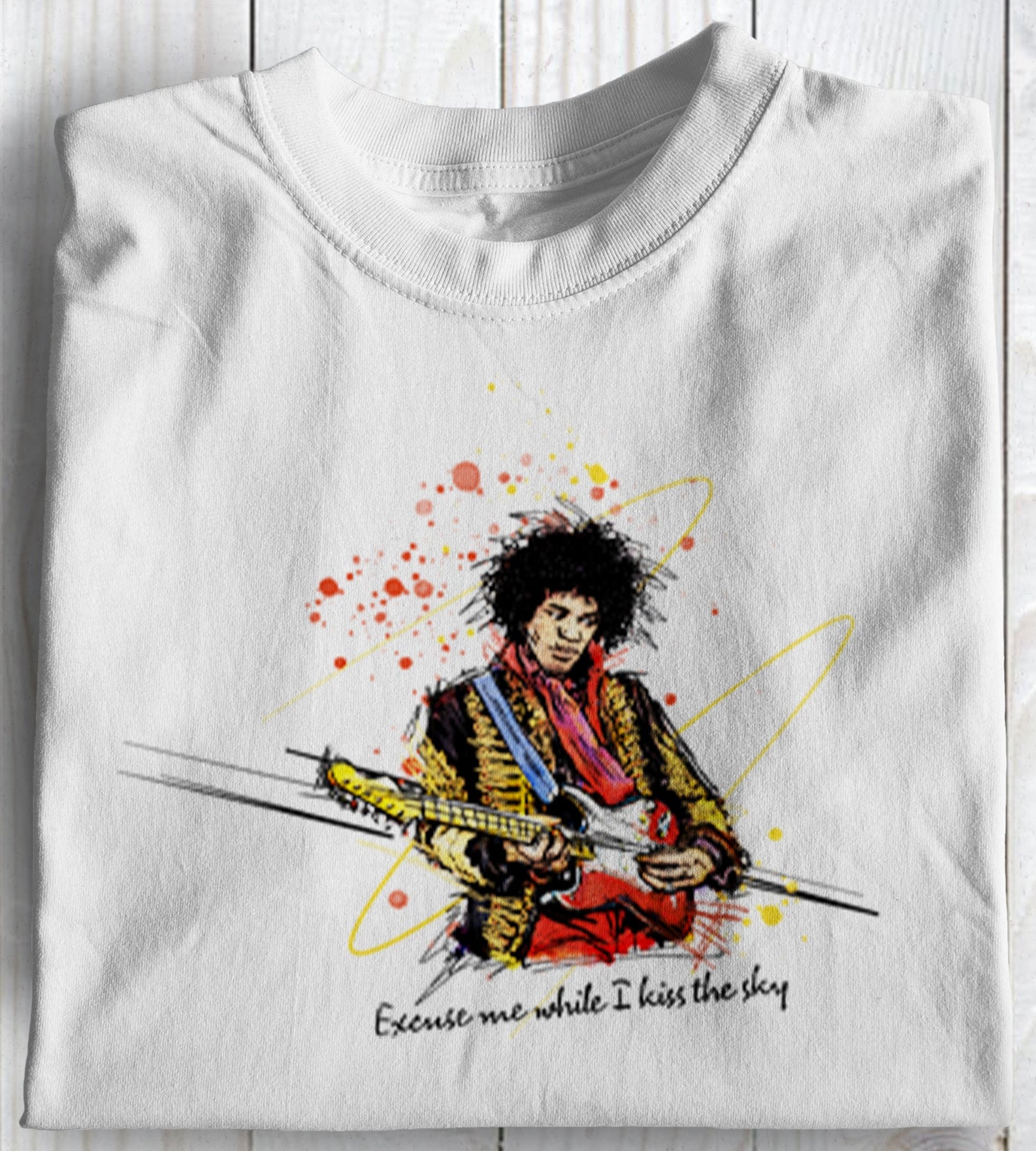 Excuse Me While I Kiss The Sky Jimi Hendrix Themed T shirt – THE 