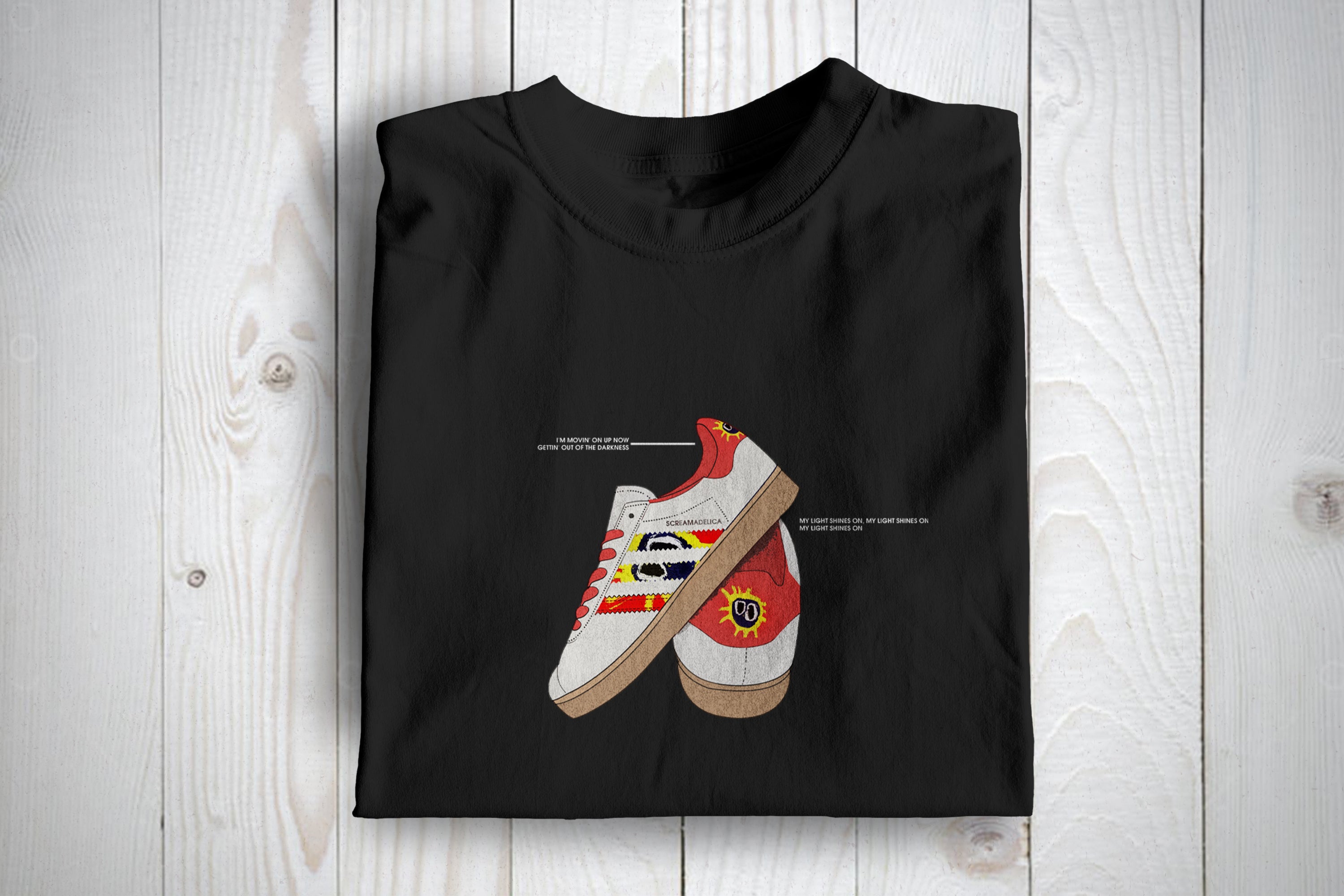 Primal Scream T-Shirt Screamadelica Logo Officiel – Homme Rouge Bordeaux