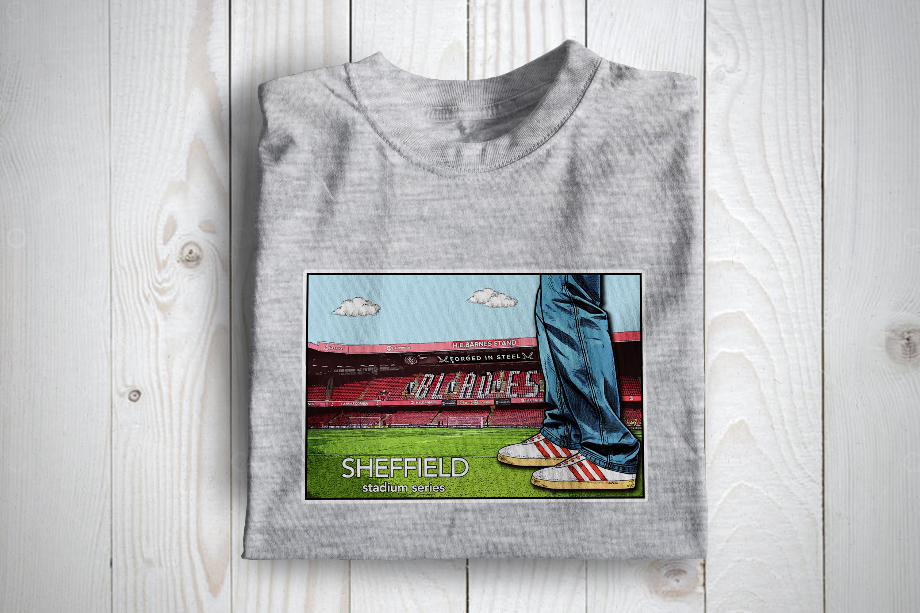 Sheffield  Stadium Series Football  Casuals Awaydays T Shirt