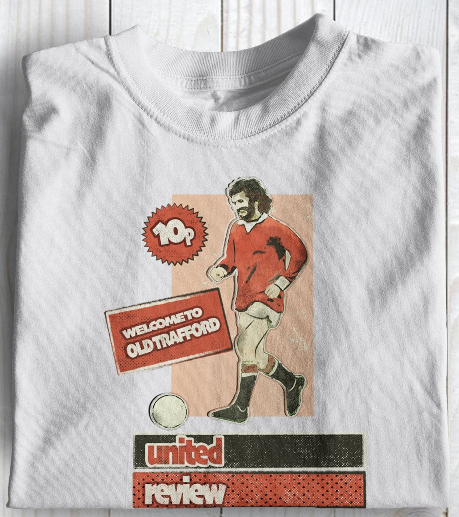 Man Utd Retro Programme Themed Football Awaydays T Shirt