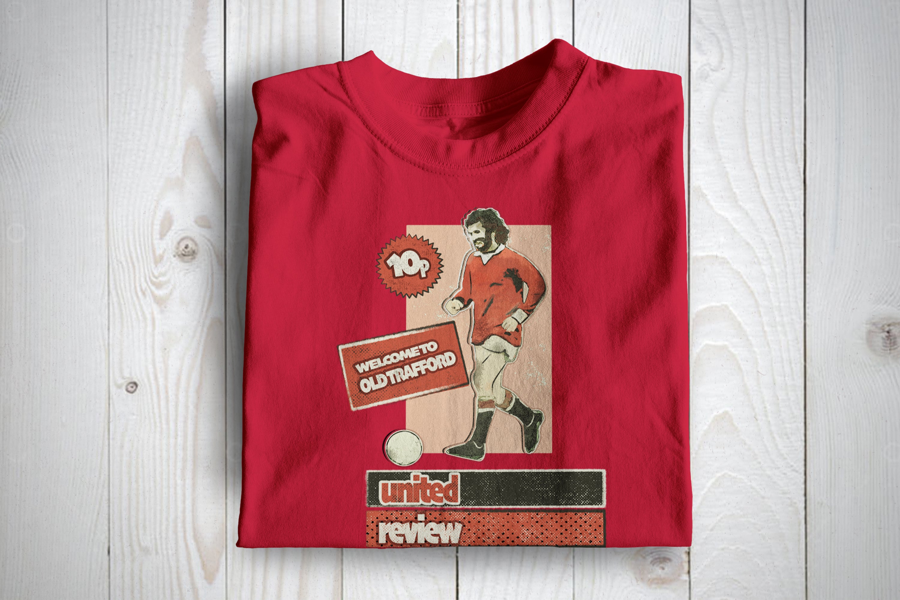 Man Utd Retro Programme Themed Football Awaydays T Shirt