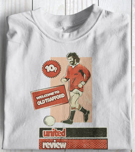 Man Utd Retro Programme Themed Football Awaydays T Shirt