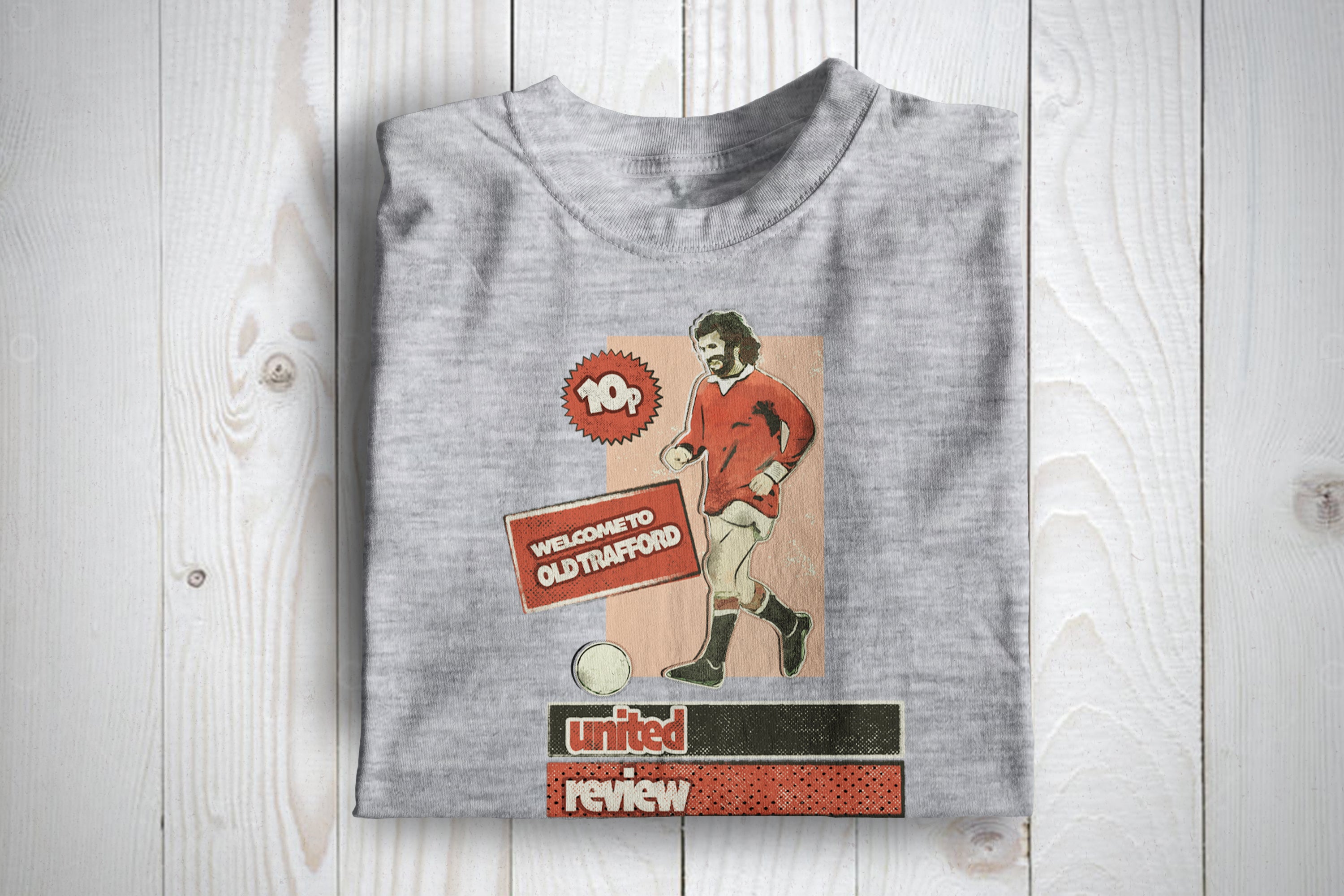 Man Utd Retro Programme Themed Football Awaydays T Shirt