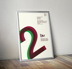 SONG 2 Blur Themed Swiss Design Fine Art Print