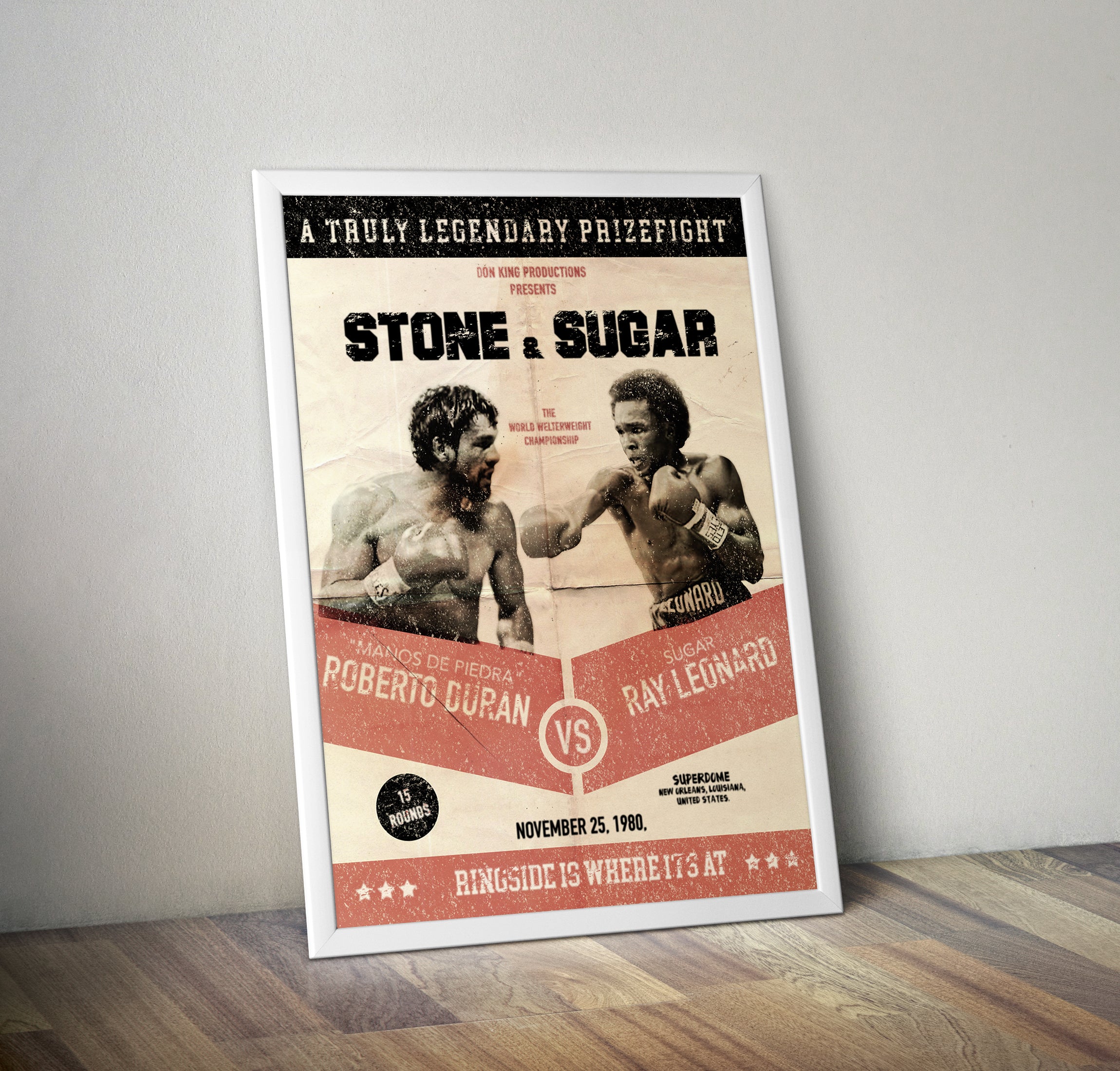 Roberto Duran Vs Sugar Ray Iconic Fight Promotion Print