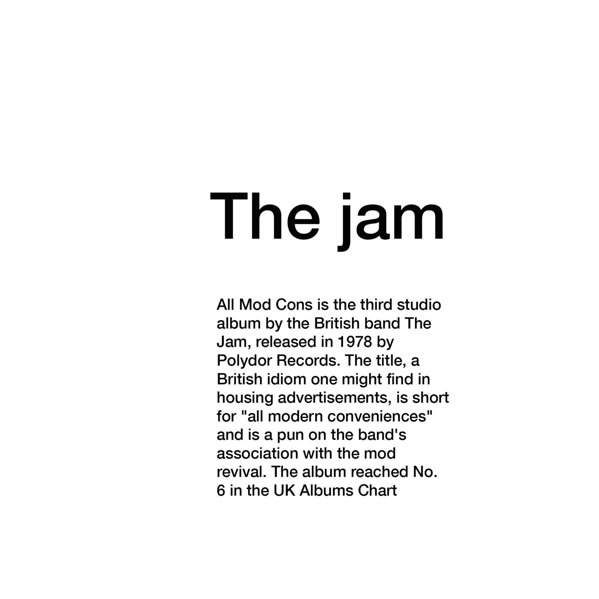 All Mod Cons The Jam Swiss Style Fine Art Print